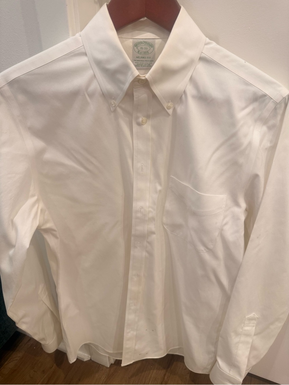 Brooks Brothers White Button-Down Dress Shirt - Milano Fit
